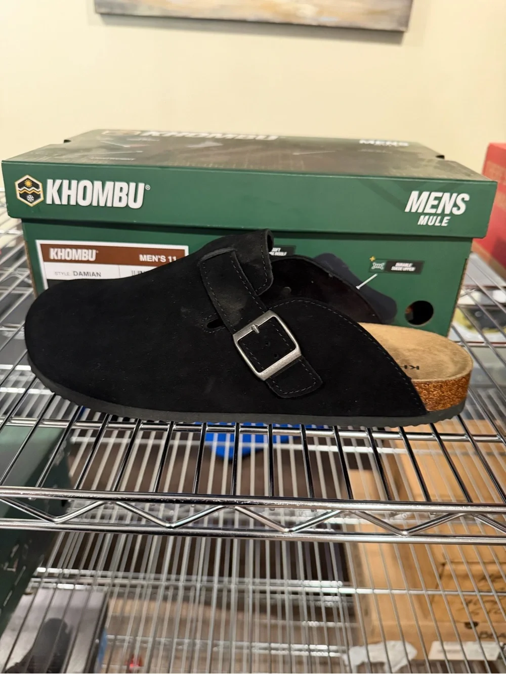 Khombu Damian Mules Men’s Black Suede Slip-On Round Toe Buckle Casual - 11 M